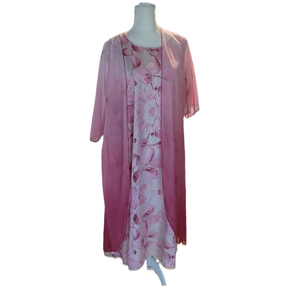2pc Women's 3XL Maxi Sleeveless Dress & Duster Cardigan Floral Abstract Art Boho